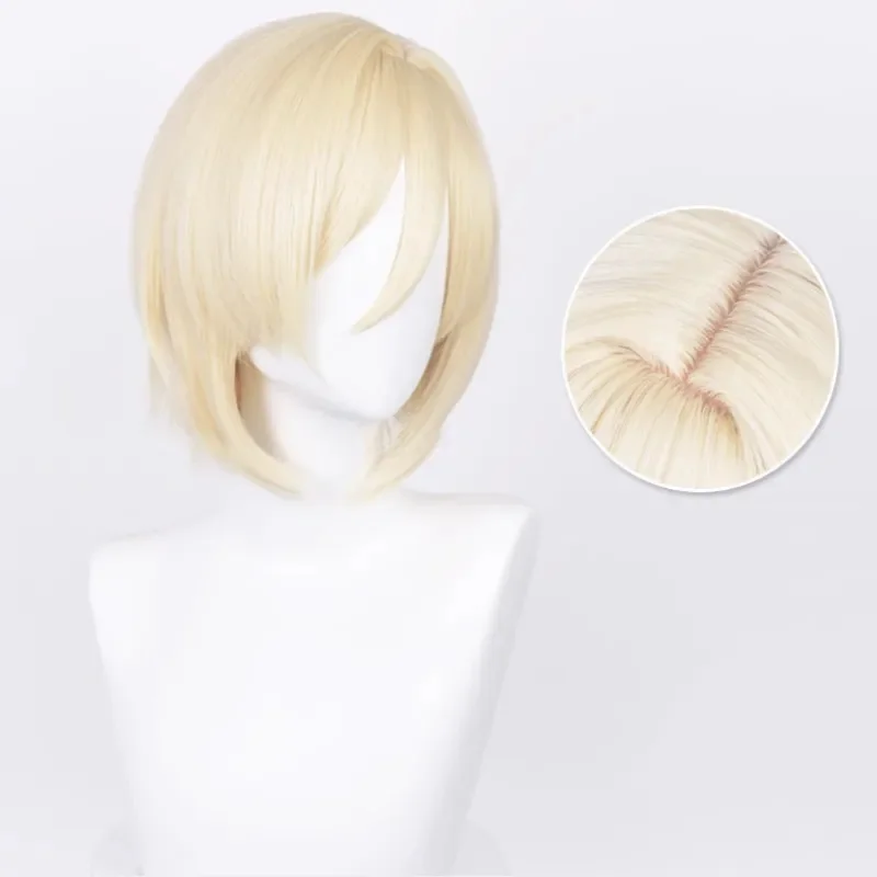 Game Ensemble Stars Tenshouin Eichi Cosplay Wig Golden Short Hair Heat Resistant Synthetic Halloween Party Accessories Props