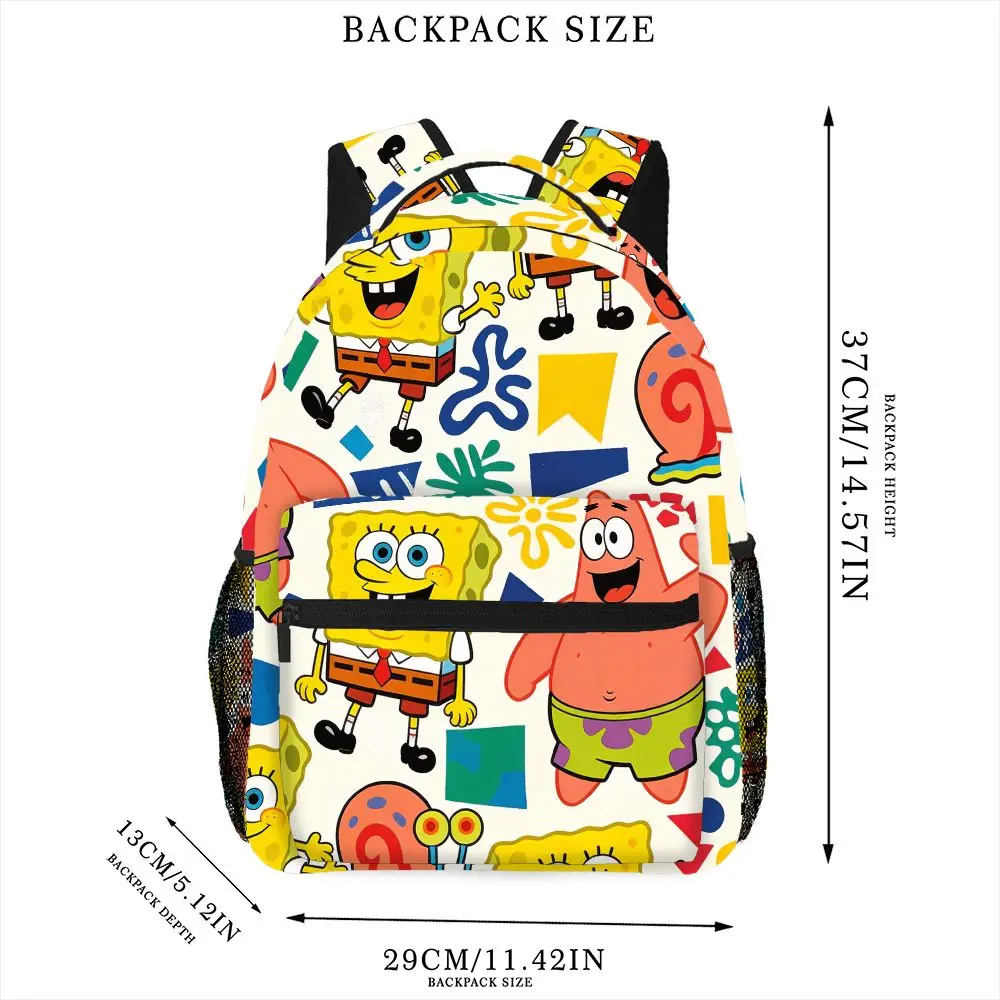 Cute SpongeBob & Patrick Star All Over Print Backpack Cartoon School Bag Casual Daypack for Travel School view 5