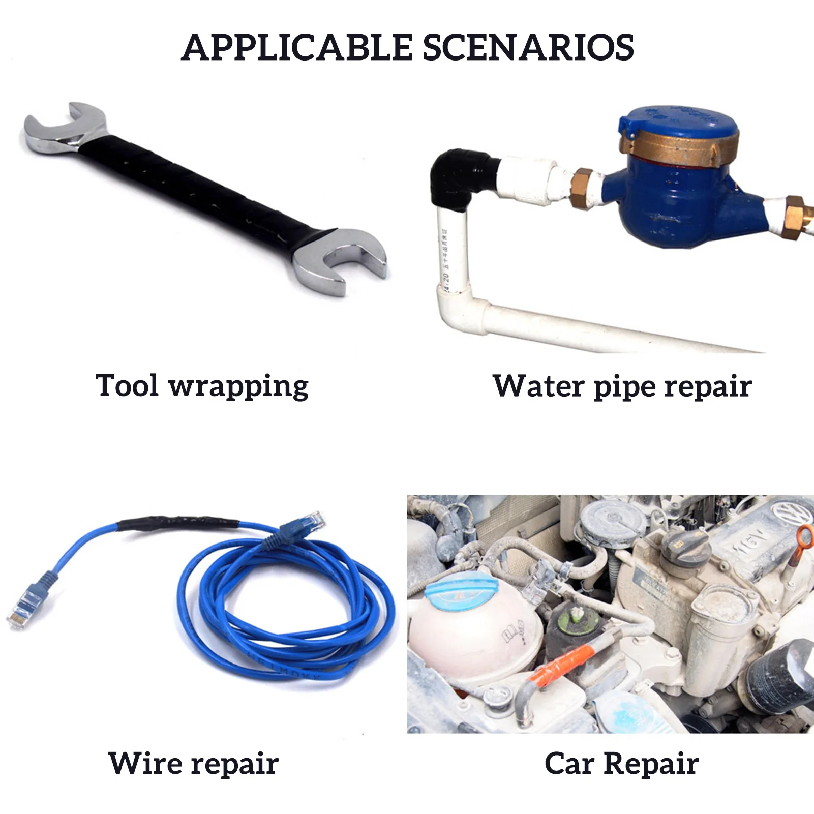 Cinta de silicona autofusible Cinta autoamalgante de caucho de silicona para reparaciones de tuberías y fijación de herramientas