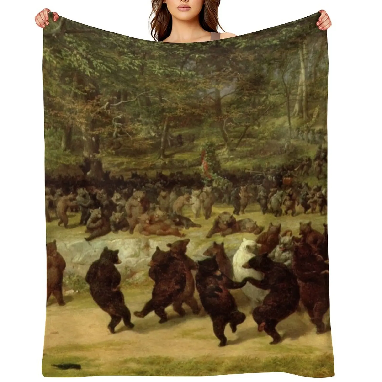 

The Bear Dance Painting - William Holbrook Beard Throw Blanket blankets ands Flannels Camping bed plaid Blankets