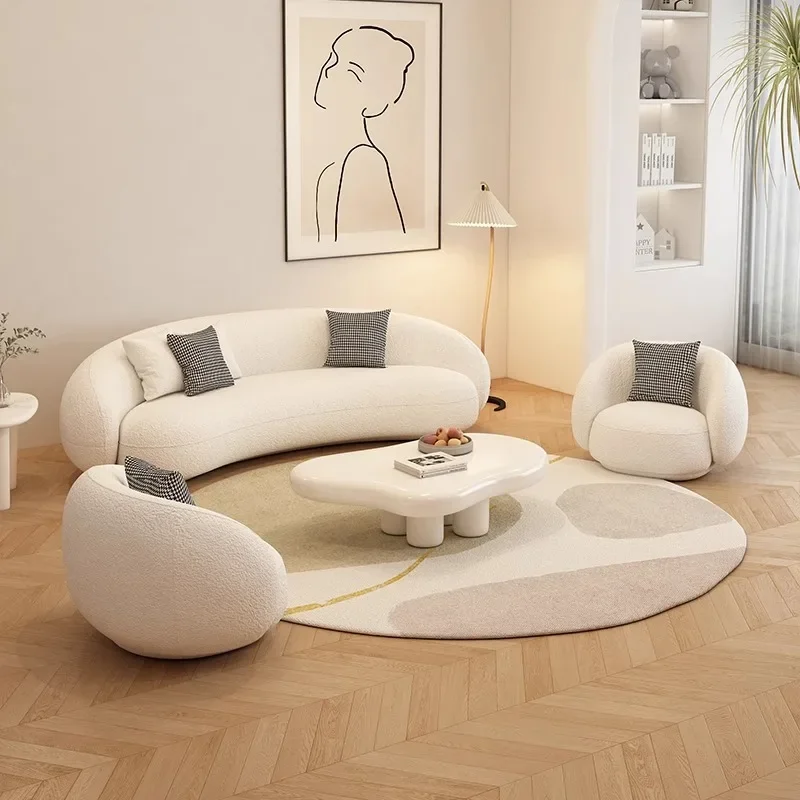 Beauty salon reception creative small apartment simple modern living room curved clothing store Internet celebrity