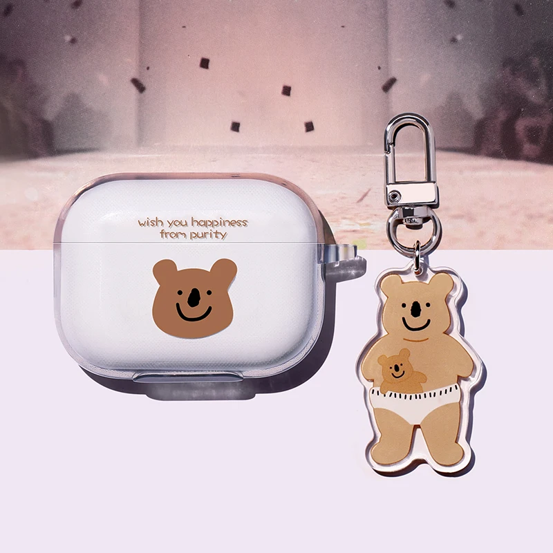 For Airpods Cases soft PC Transparent Earphone Cases For Apple AirPods 1 2 pro Charging Box Cute Cartoon Koala bear Cover Bag