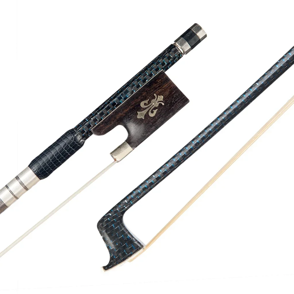 Advanced Braided Silver Silk Violino Bow Carbon Fiber Violin Bow Ebony Frog Fleur-De-Lys 4/4 Size Fiddles Accessories