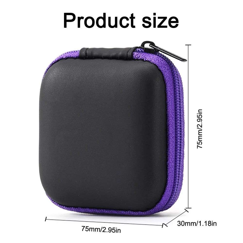 1pc Square Earphone Case Portable Data Line Charging Cable Storage Box Memory Cards Coins Storage Box Earphone Box Container