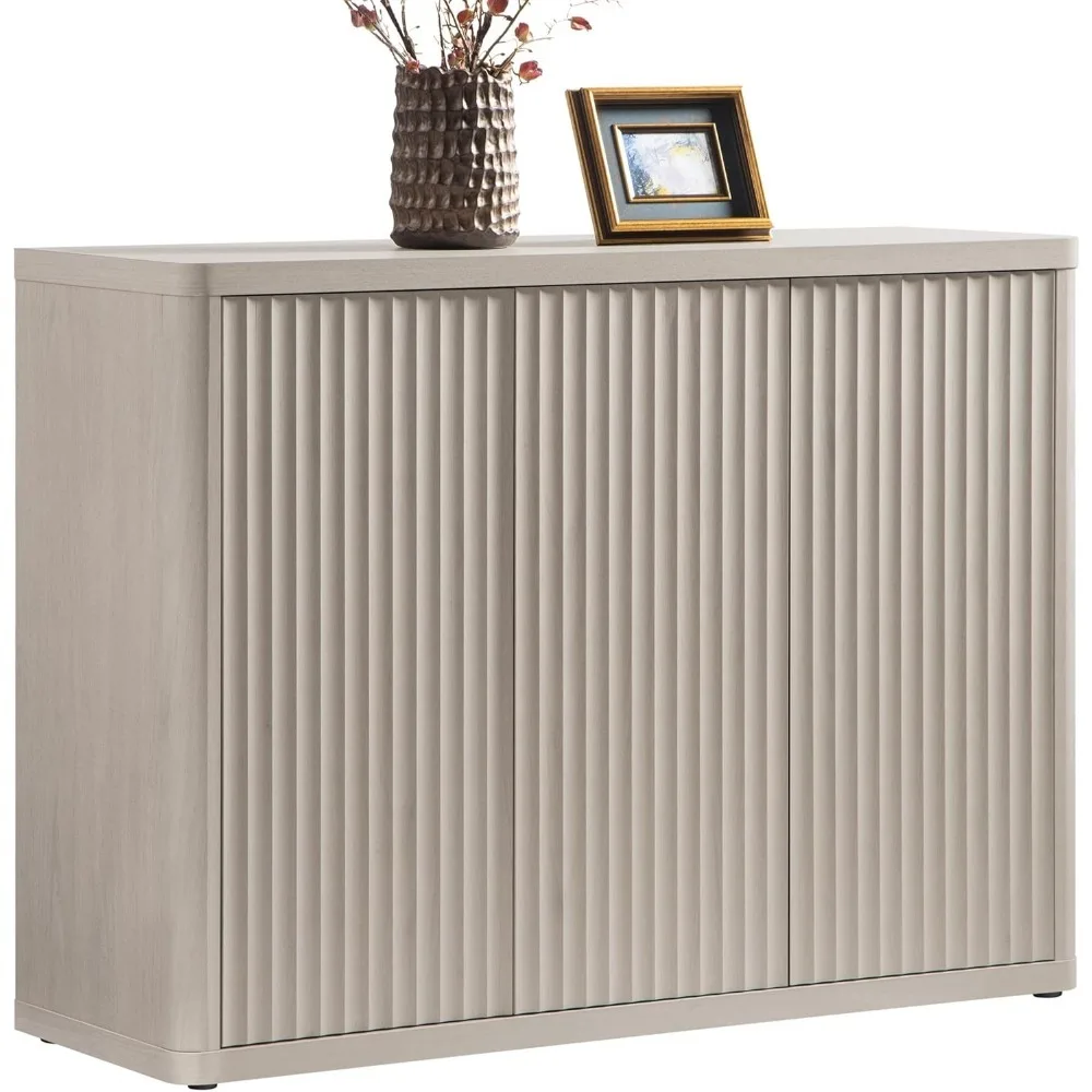 

Buffet Cabinet with Storage Accent Sideboard with 3 Doors Modern 46.6" Wide Credenza Fluted Buffet Table Media Console