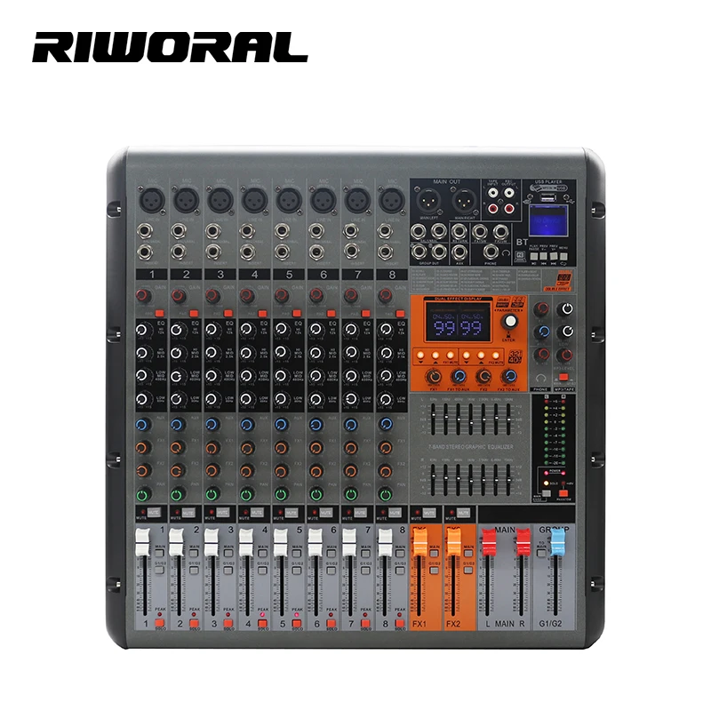 PRO-860D professional digital dual 99 dsp effects usb interface sound console mixing 650W 8 channel power audio mixer