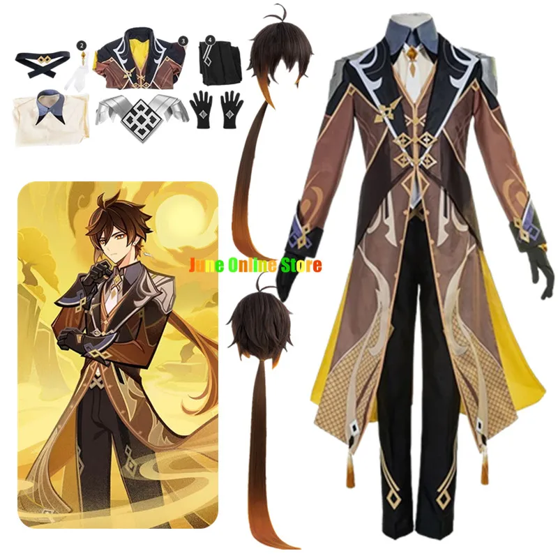 

Genshin Zhongli Cosplay Costume Wig Hair Genshin Impact Liyue Morax Zhong Li Cosplay Outfits Costumes