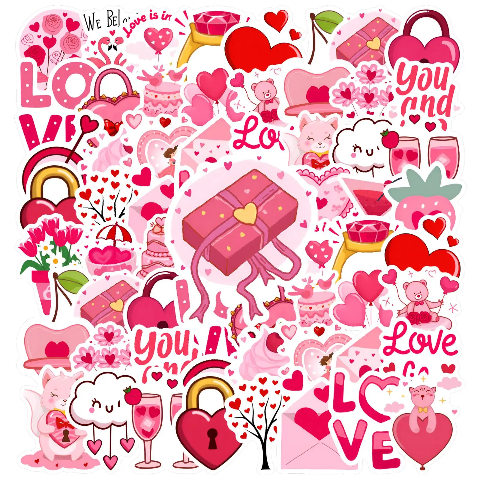 

35 шт.-50 шт., игривые наклейки с милыми животными, романтические романтические наклейки с милыми животными, наклейки для телефона «сделай сам», гитары, ноутбука