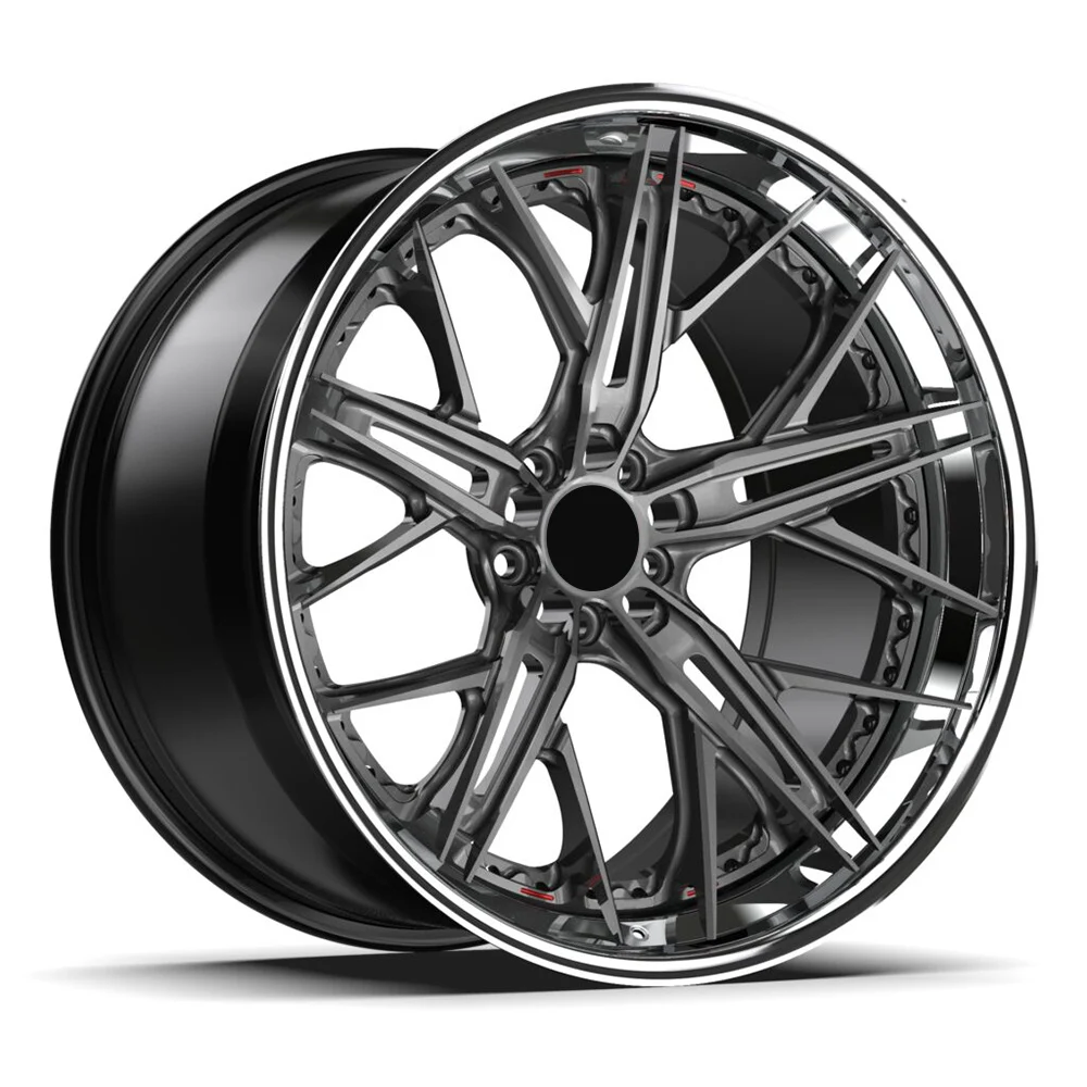 2 Piece Forged Alloy Wheels Black Multi Spoke Car Wheels 5x112 5x120 5x114.3 17 18 20 22 24 26 Inch Wheels for Benz