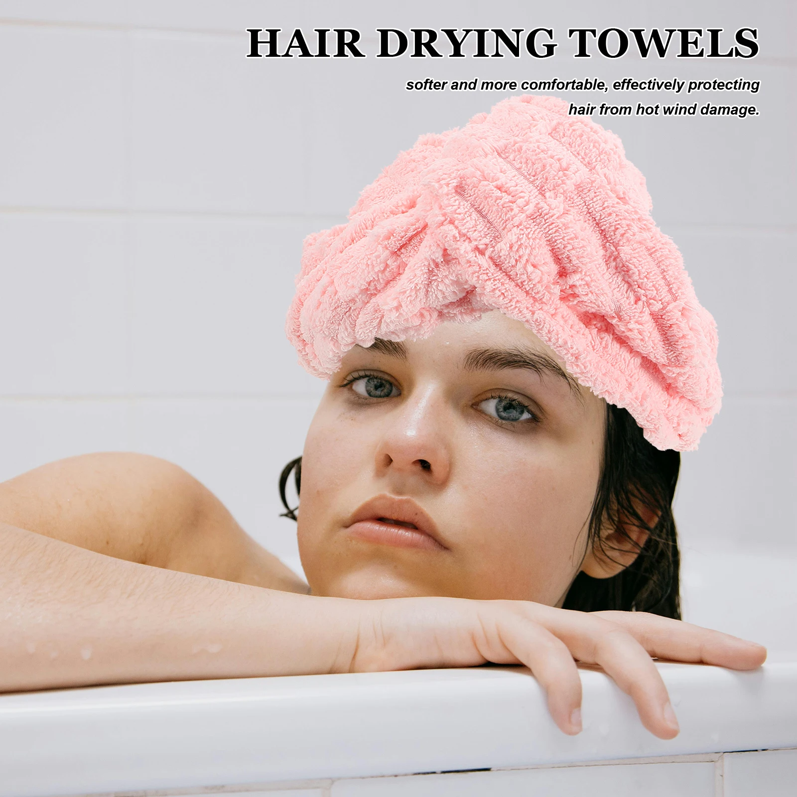 

Dry Cap Coral Fleece Hair Towel Wrap Pink Bath Turban Quick Drying Absorbent Hair Dry Hat Bathroom Accessories