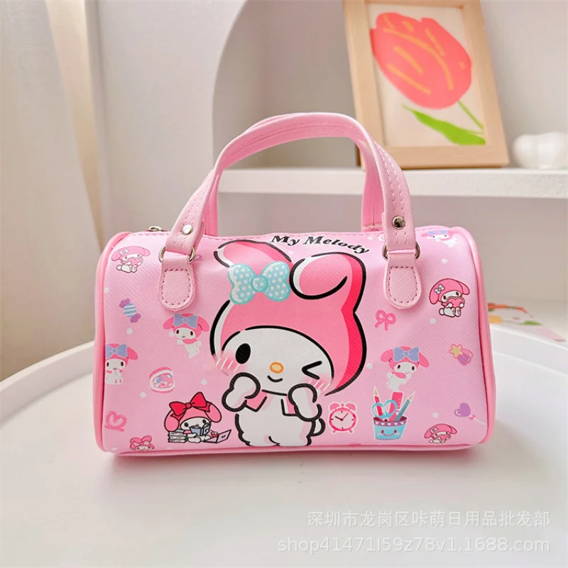 Sanrio New Hello Kitty Cute Women's Crossbody Cylinder Clow M Leather Bag Hand-Carrying Printed Melody Shoulder Bag