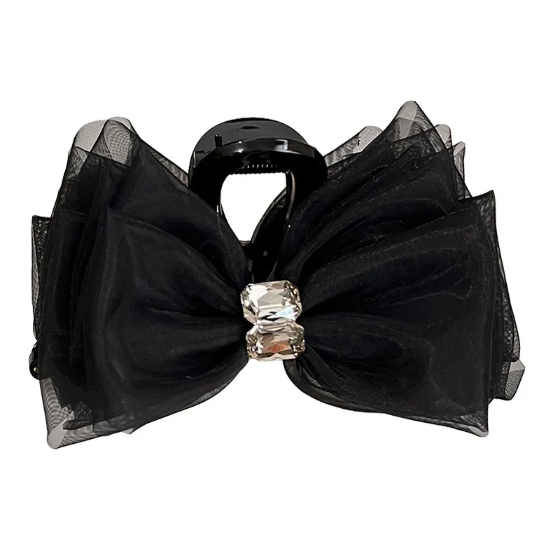 Trendige Strass-Haarklammer Elegante Schleifenknoten-Gaze-Haarspange Koreanischer Stil Schleifen-Haarklammer Exquisites Haar-Deko-Accessoire – Detail 12
