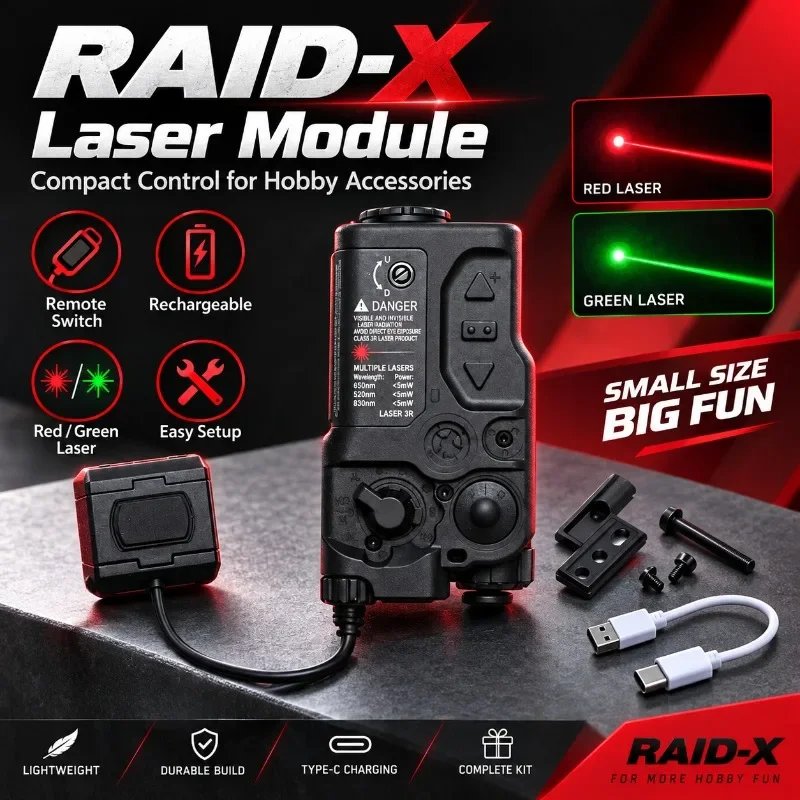 RAID-X Decorative Model Indicator with Red Green Light, Mouse Tail Switch for DIY Hobby Build