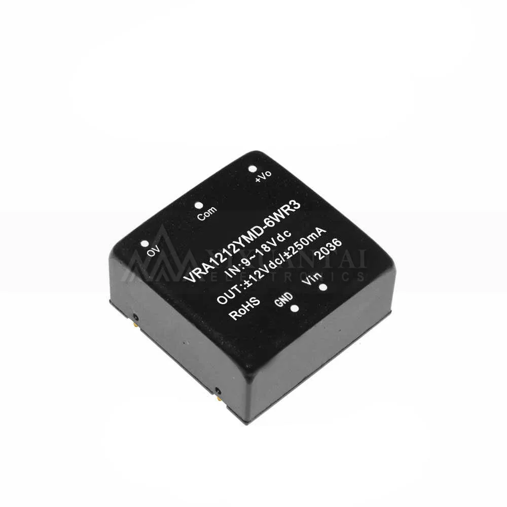 VRA1212YMD-6WR3 wide voltage range 9-18V input to ± 12V regulated dual output DC-DC power supply
