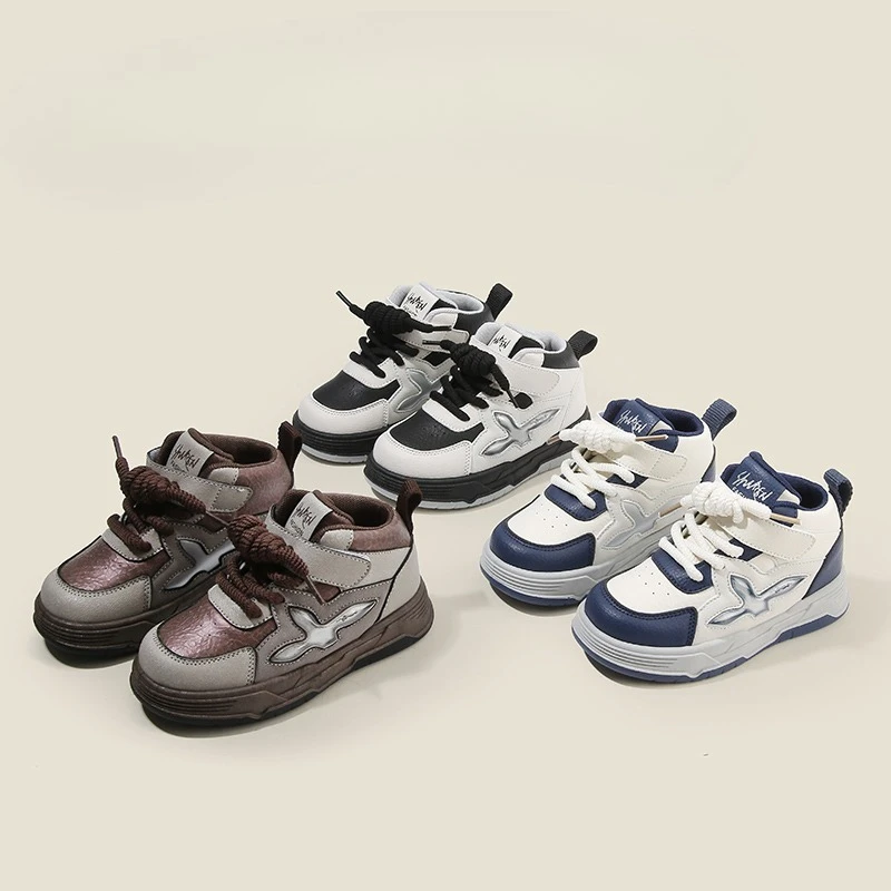 

2025 NEW High Top Children Sneakers Anti-slippery Boot Flat Heel Super Cozy Girl Hiking Kids Platform Boots