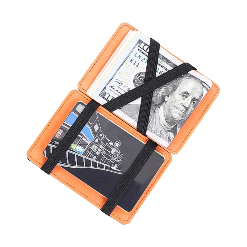 Business Card Holder Cash Wallet Leather Card Holder Holds up to 10 Cards Short Flip Wallet for Men