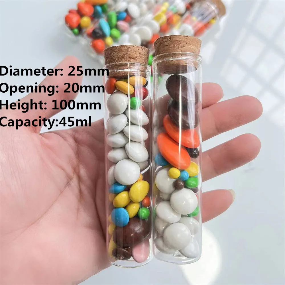 40 Pcs/lot Diameter 25mm Dragees Glass Bottle Little Glass Jars Test Tube Empty Marriage DIY Crafts Candy Bottle Wedding Gift