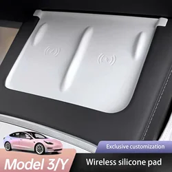 For Tesla Model 3 Model Y Center Control Console Wireless Charger Anti-Skid Silicone Cover Mat Interior Cars Accessories