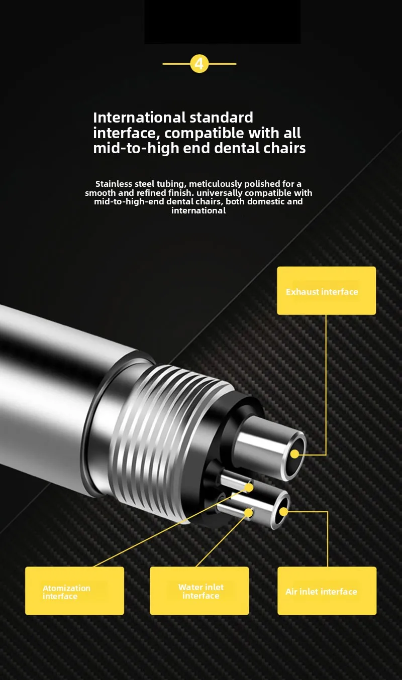 Zahnärztliches Lehrmodell: Hochgeschwindigkeits-LED-Turbinenhandstück mit E-Generator, Drehknopf und dreifachem Wasserspray-Design – Detail 7