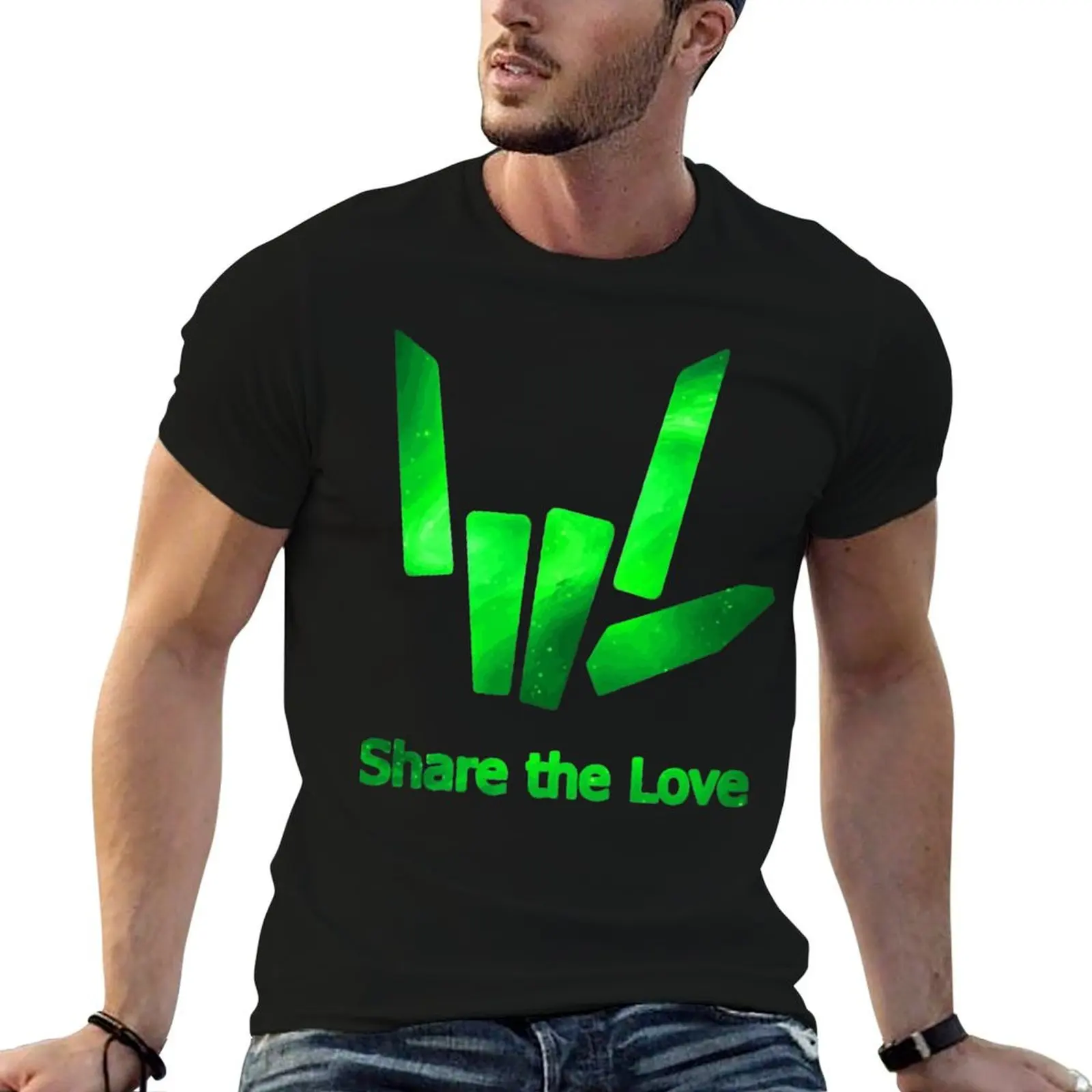 High quality Kids Share The Love Green Galaxy Logo T-Shirt Big Size Crew Neck T-Shirt