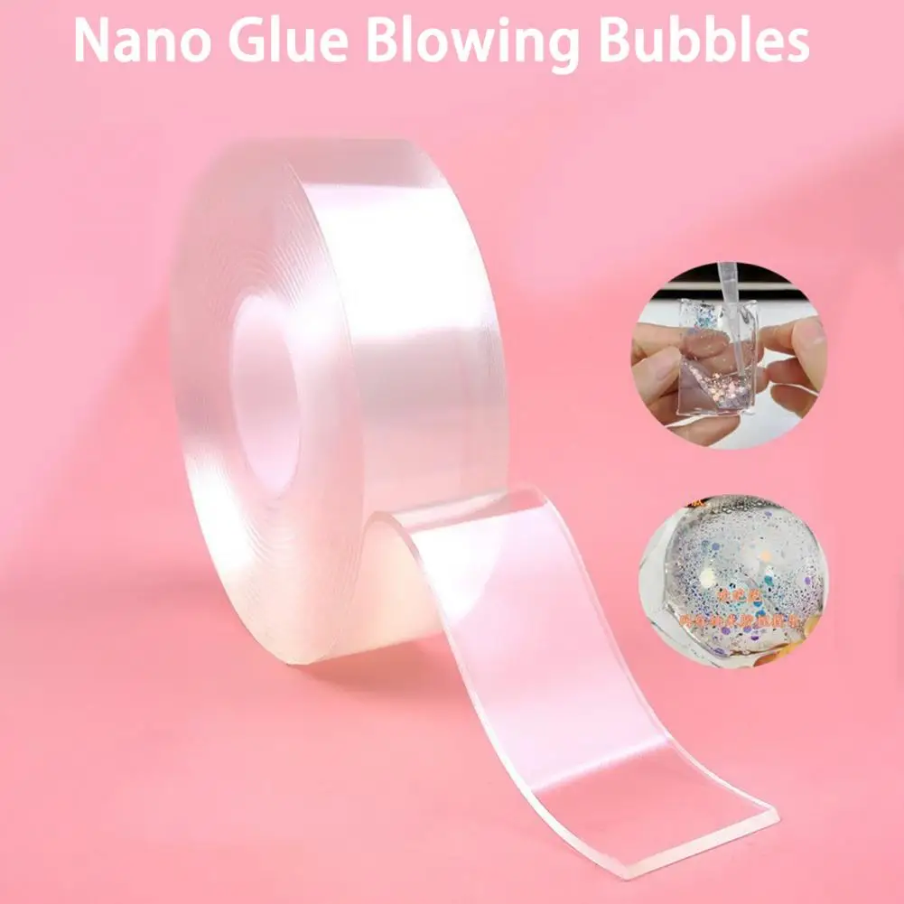 1 Set Adhesive Nano Tape Sticky Ball Tape DIY Crafts Blowing Bubble Tapes Reusable Kids Nano Glue Kneading Decompression Toys