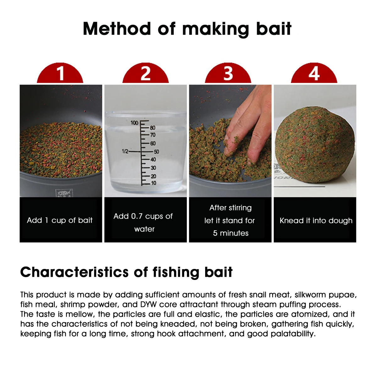 Fishing King 300 g Universal-Schneckenkarpfenköder – hergestellt mit Schneckenfleisch und Seidenraupenpulver | Frühling und Sommer Outdoor-Köder für Karpfen, Cr – Detail 3