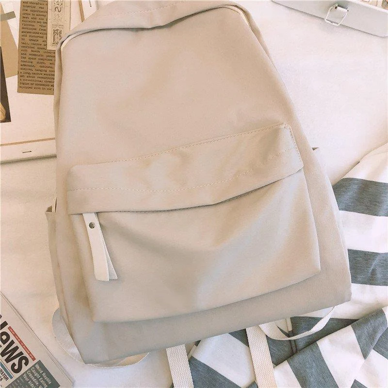 New College Style Canvas School Bags For Girls Solid Junior High School Student Schoolbag Korean Laptop Backpack Women Boys