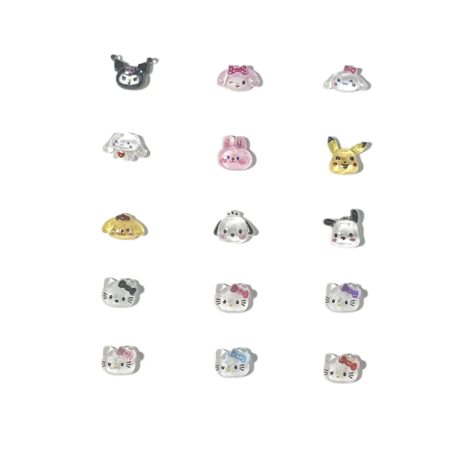 Kawaii Nail Charms para Manicure, Resina Dos Desenhos Animados, Gato, Coelho, Cão, Pedras De Strass, Artesanato DIY, Nail Art Decorações Suprimentos, 50Pcs