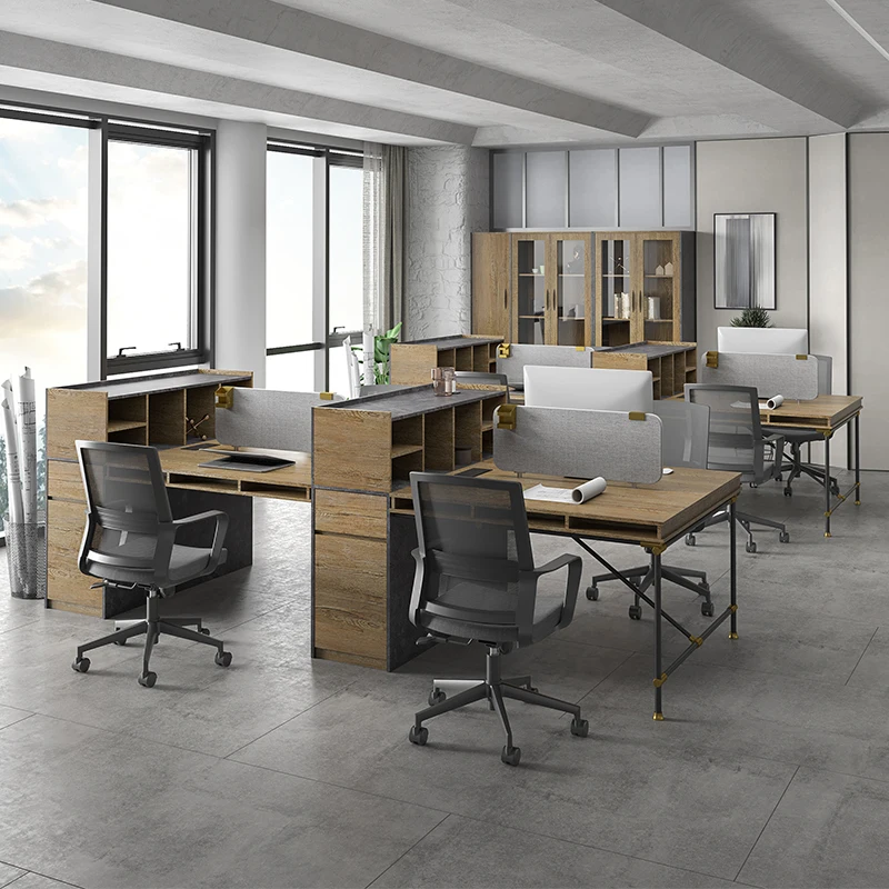 Office desk and chair combination minimalist modern staff office desk set office double person combination screen workstation