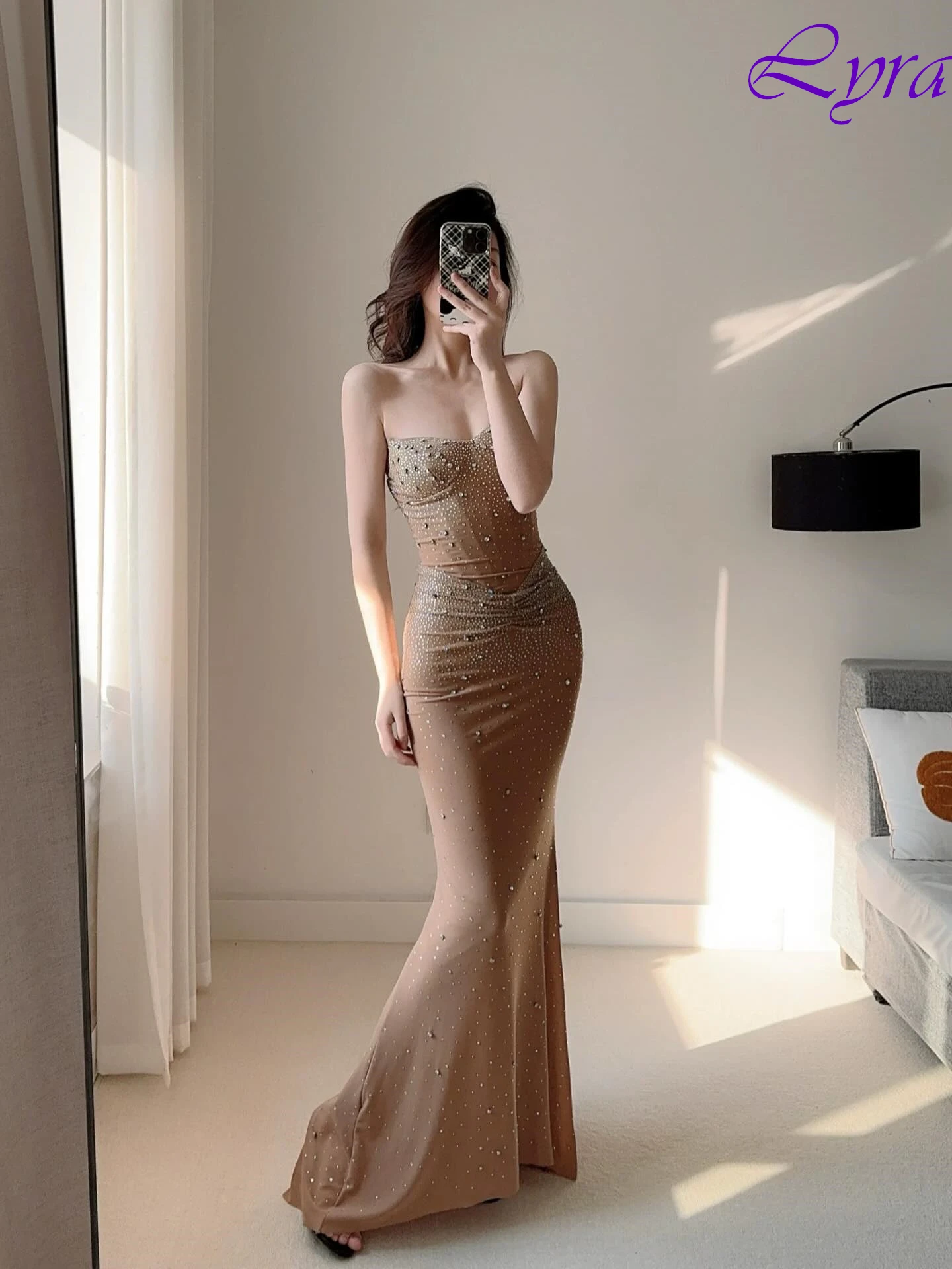 맞춤형 인어라인 스트랩리스 우아한 클래식 이브닝 드레스 기품 있는 섬세한 셀러브리티 가운 고급 파티 드레스