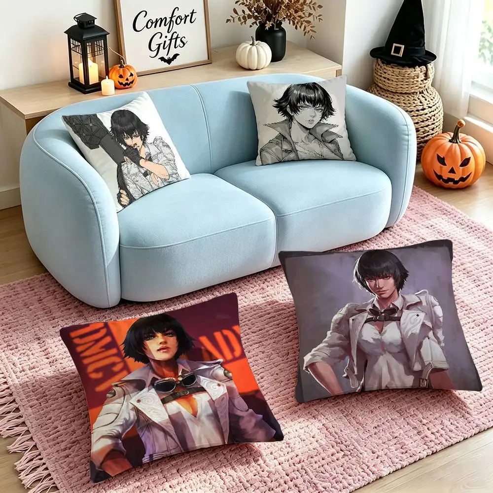 Lady D-Devil May Cry 5 Pillow Case Square Double-Sided Sofa Cushion Cover Bedroom Bedside Pillow