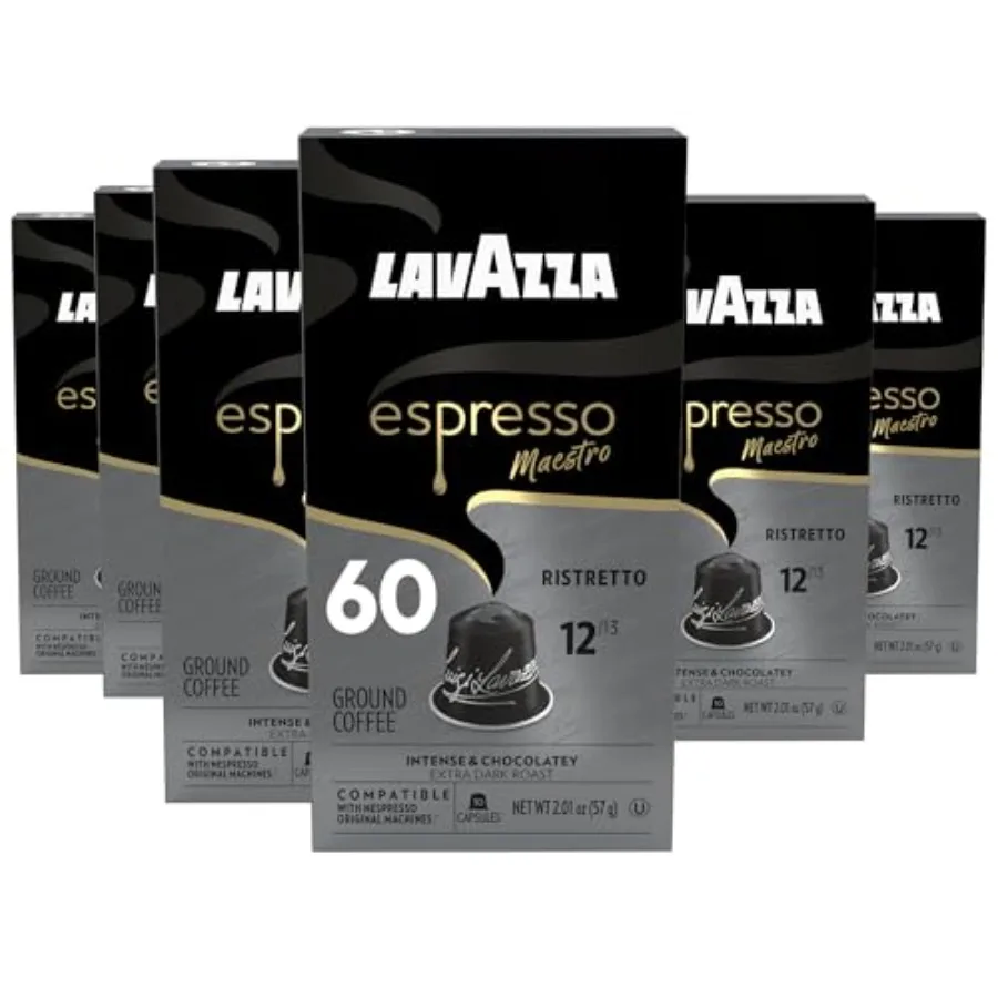 

Капсулы Espresso Maestro из алюминия, совместимые с оригинальными кофемашинами Nespresso*, темная обжарка, смесь арабики и робусты, 6 штук.