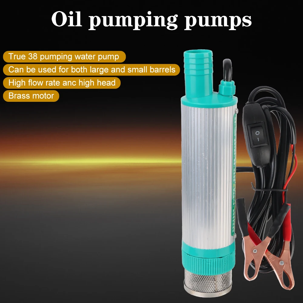 For Pumping Diesel Oil Water Submersible Car Electric DC Refueling Pump 12V Fuel Transfer 30L/min Aluminum Alloy Shell Mini