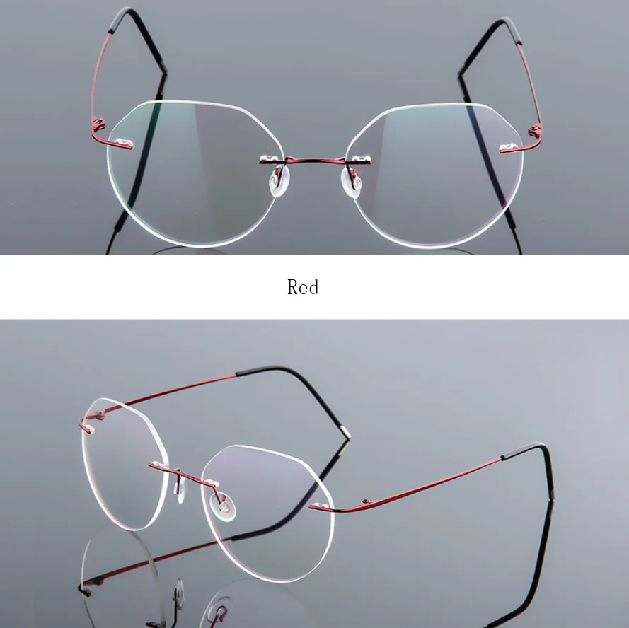 FELRES Randlose Titanlegierung Polygon Anti Blaues Licht Lesebrille Männer Frauen Memory Metall Grenzenlose Rezept Optische Gläser 9