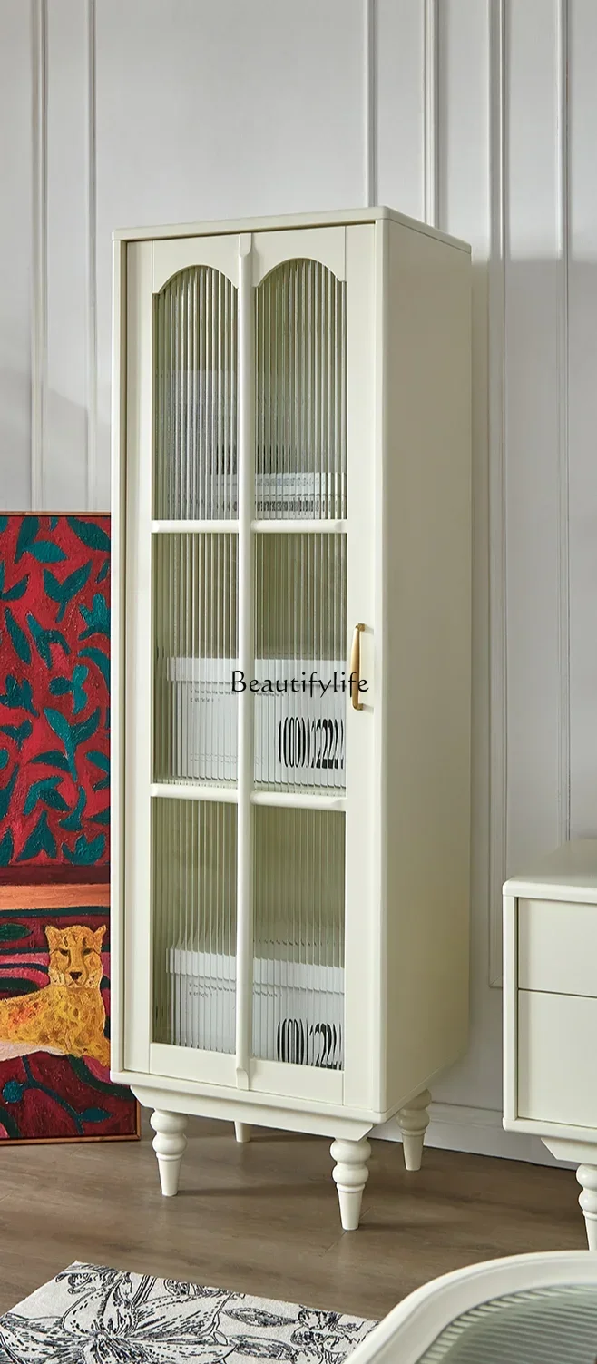 

Retro Changhong glass single-door household side cabinet American solid wood wine cabinet