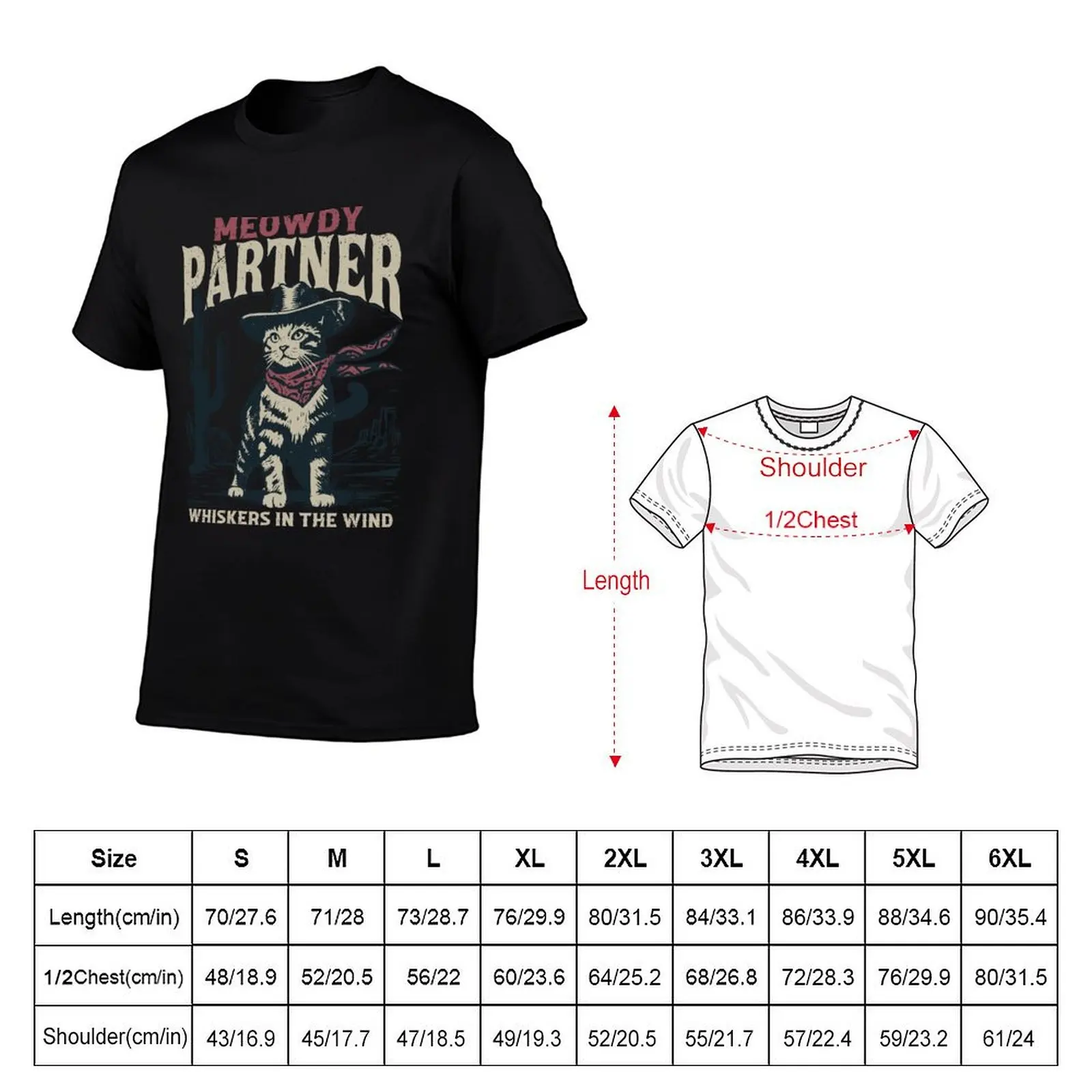 Meowdy Partner Cowboy Cat T-Shirt Blouse Aesthetic clothing cute clothes slim fit t shirts for men