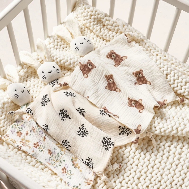 Beruhigt Beschwichtigungstuch, Lätzchen, süßes Kaninchen, Kuschelspielzeug, Schlafpuppe für Neugeborene