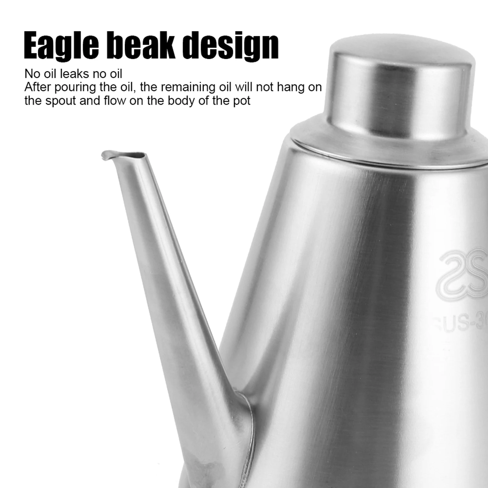 1PC 304 Stainless Steel Oil Sauce Dispenser Bottle with Non Drip Spout Airtight Lid Multi Purpose Kitchen Condiment Storage