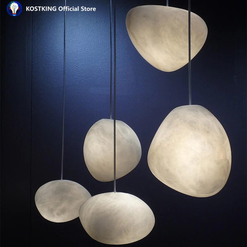 NEW Customized Modern Alabaster Chandelier Decoration Marble With Natural Texture Round Pendant Light For Living Room Bedroo