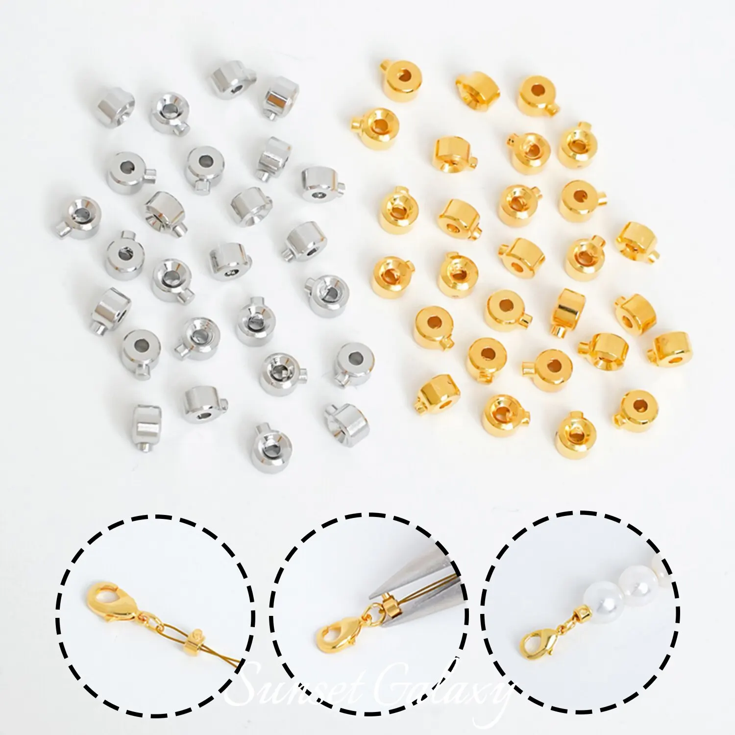 

Thick Gold Plated Crimp Beads End Snap Buckle Positioning Beads For DIY Bracelet Necklace Beading Jewelry Findings Supplies