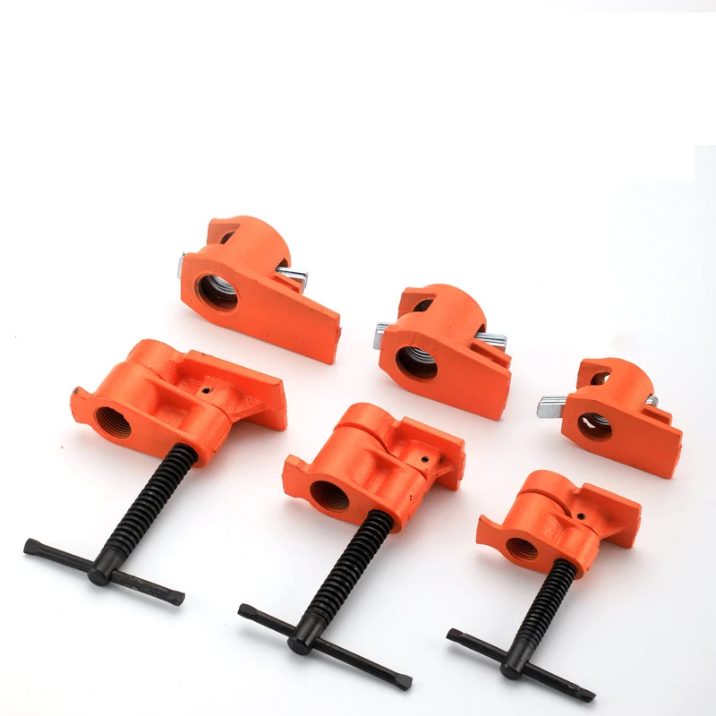 O50 1 PC 1/2in-3/4in Wood Gluing Pipe Clamp Set Heavy Duty Professional Woodworking Cast Iron Water Pipe Splice Clamp