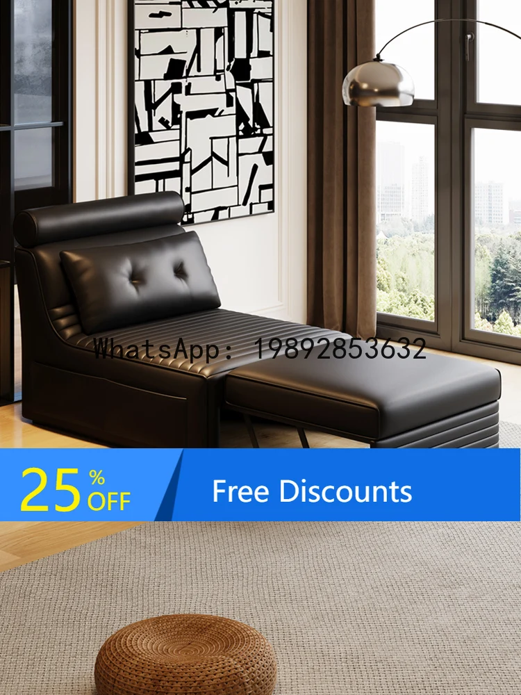 YFY Multifunctional Genuine Leather Sofa Bed Foldable Dual-use 2025 New Simple Small Apartment Balcony Single Double Bed