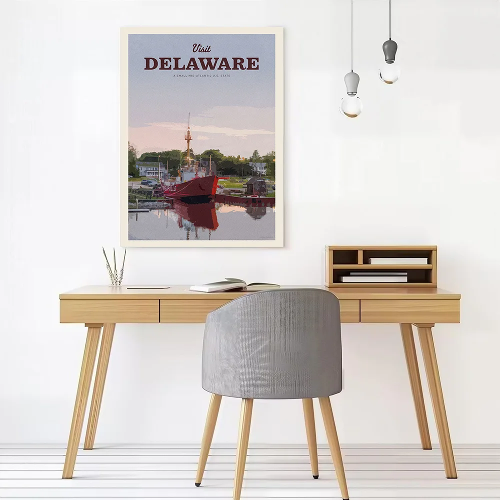Visit Delaware Canvas Wall Art Poster Custom Photo Print Modern Painting for Fans Decor Living Room Decoration Bedroom Wand Deko