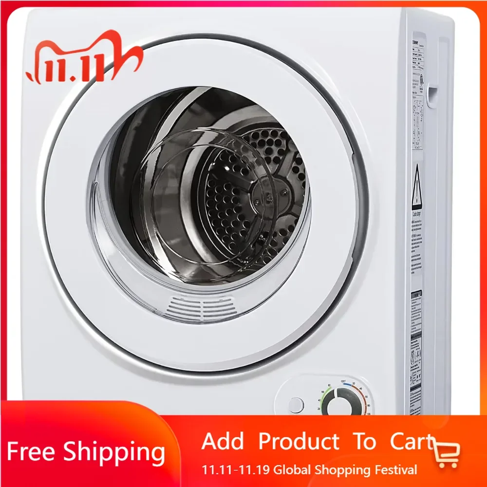 Portable Clothes Dryer 850W Compact Laundry Dryers 1.5 cu.ft Front Load Stainless Steel Electric Dryers Machine, Easy Control