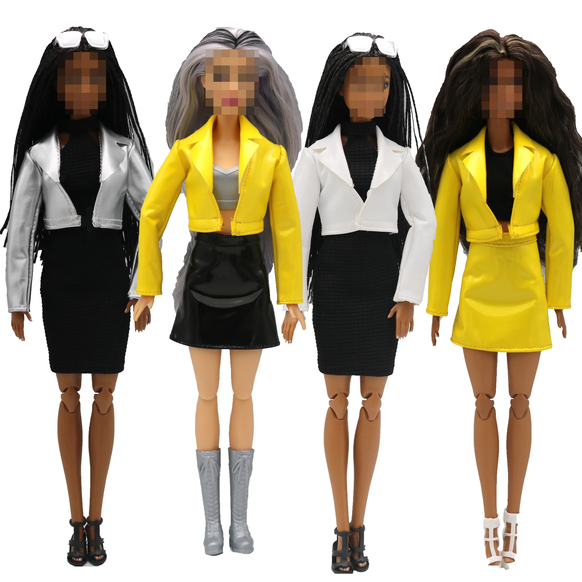 Vestido de couro do plutônio para a boneca das barbies, acessórios diários do desgaste, jogo da roupa, 1/6, 30cm, novo