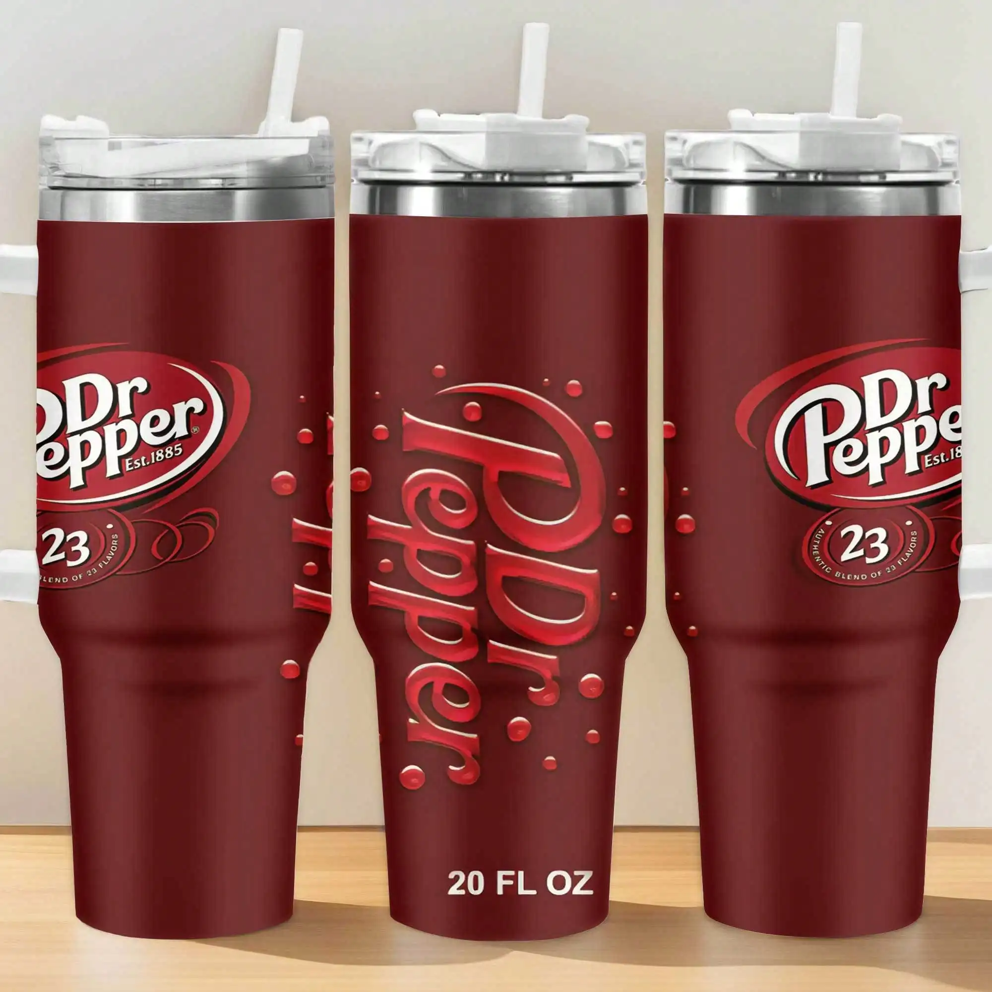 

40oz Insulated Stainless Steel Tumbler - Handle & Straw, Hot/Cold Travel Mug for Spring/Picnic/Gifts