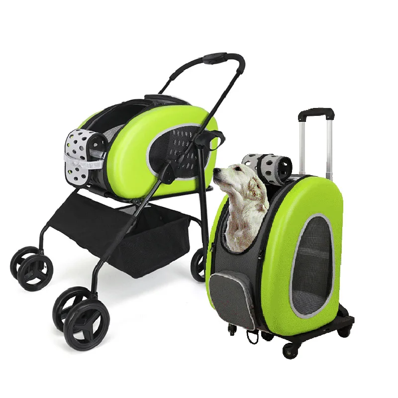 

High Quality Black Twin Double Pet Stroller with Cup Holder Foldable Dog Pram and Bike Trailer for Small Cats Cage Style