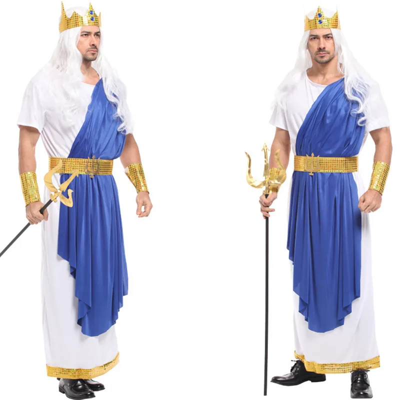 

Halloween Ancient Mythology God of Sea King Men's Poseidon Costumes Adult Egypt Egyptian Pharaoh Prince King Cosplay Fancy Dress