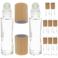 10 Pcs 10ml Glass Roller Perfume Bottles Bamboo Cap Essential Oil Vials Travel Refillable Roll On Empty Aromatherapy Storage