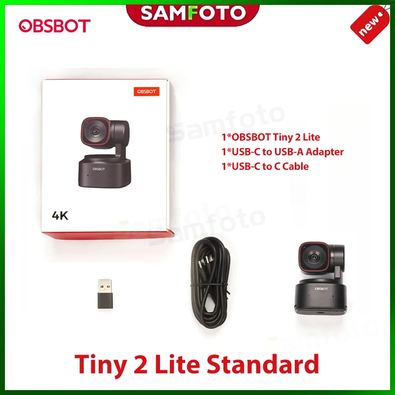 in stock OBSBOT Tiny 2 Lite AI-Powered 4K PTZ Webcam with 4x Zoom